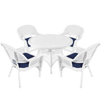 5-piece White Resin Wicker Dining Set