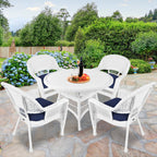 5-piece White Resin Wicker Dining Set