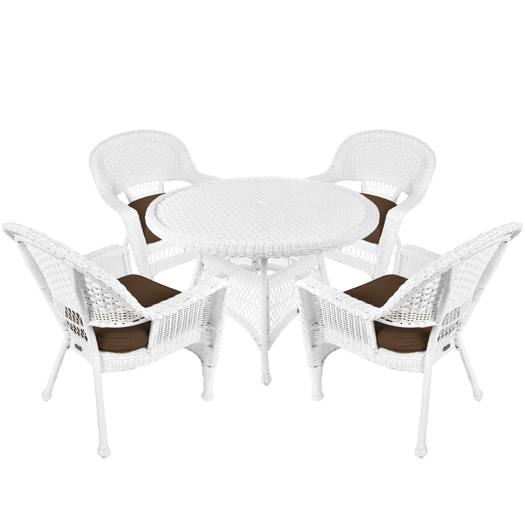 5-piece White Resin Wicker Dining Set