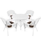 5-piece White Resin Wicker Dining Set