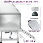 50'' W Stainless Steel Adjustable Pet Grooming Tub with Ramp - Silver