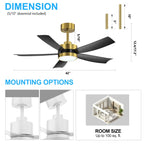 Breezary 65/52/42 5-Blade LED Ceiling Fan with Light Kit and Remote