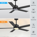 Breezary 65/52/42 5-Blade LED Ceiling Fan with Light Kit and Remote