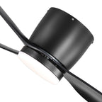 52 Inch Black/White Flush Mount LED Ceiling Fan with Lights Remote(3-Blade)