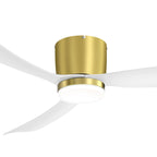 52 Inch Black/White Flush Mount LED Ceiling Fan with Lights Remote(3-Blade)