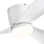 52 Inch Black/White Flush Mount LED Ceiling Fan with Lights Remote(3-Blade)