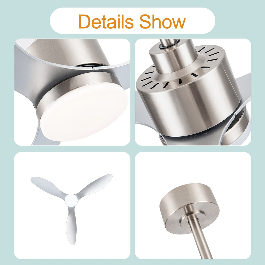 52 Inch LED Ceiling Fan with Lights Remote(3-Blade)