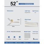 Sofucor 52 Inch Flush Mount Ceiling Fan with Remote, Reversible Motor,Integrated Light Optional