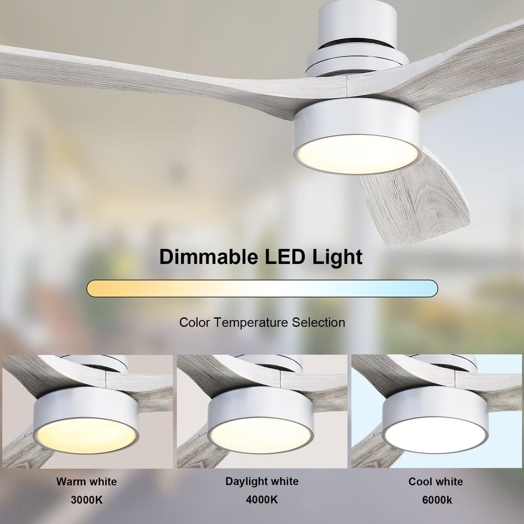 Sofucor 52 Indoor Wood Ceiling Fan Light with Remote, Integrated Light Optional
