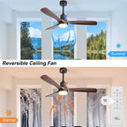 Sofucor 52 Indoor Wood Ceiling Fan Light with Remote, Integrated Light Optional