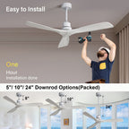 Sofucor 52 Indoor Wood Ceiling Fan Light with Remote, Integrated Light Optional