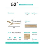 Sofucor 52 Indoor Wood Ceiling Fan Light with Remote, Integrated Light Optional