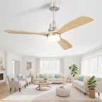 Sofucor 52 Indoor Wood Ceiling Fan Light with Remote, Integrated Light Optional