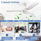 52 inch Modern Solid Wood / ABS Ceiling Fan With Remote Control(No Light),6 WInd Speed,Reversible Airflow