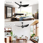 52 inch Modern Solid Wood / ABS Ceiling Fan With Remote Control(No Light),6 WInd Speed,Reversible Airflow