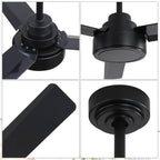 52 inch Modern Solid Wood / ABS Ceiling Fan With Remote Control(No Light),6 WInd Speed,Reversible Airflow