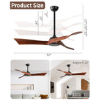 52 inch Modern Solid Wood / ABS Ceiling Fan With Remote Control(No Light),6 WInd Speed,Reversible Airflow