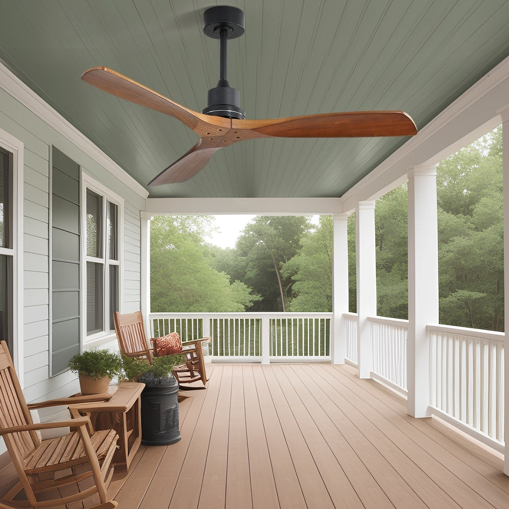 52 inch Modern Solid Wood / ABS Ceiling Fan With Remote Control(No Light),6 WInd Speed,Reversible Airflow