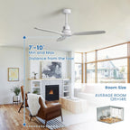 52 inch Modern Solid Wood / ABS Ceiling Fan With Remote Control(No Light),6 WInd Speed,Reversible Airflow