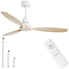 52 inch Modern Solid Wood / ABS Ceiling Fan With Remote Control(No Light),6 WInd Speed,Reversible Airflow