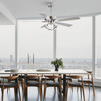 52 Modern Chrome/ Black Indoor Dimmable LED Ceiling Fan with Light and Remote