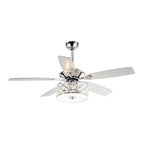 52 Modern 4-Light Chandelier Crystal Ceiling Fan with Remote
