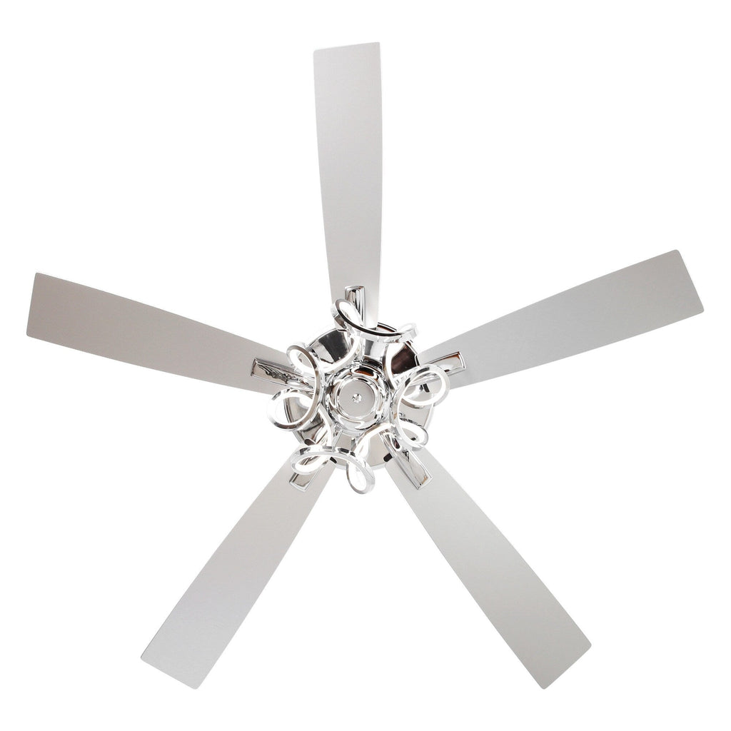52 Modern Chrome/ Black Indoor Dimmable LED Ceiling Fan with Light and Remote