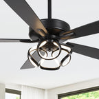 52 Modern Chrome/ Black Indoor Dimmable LED Ceiling Fan with Light and Remote