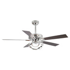 52 Modern Chrome/ Black Indoor Dimmable LED Ceiling Fan with Light and Remote