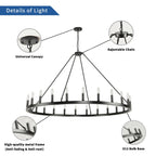 54-inch Round Wagon Wheel 24-light Chandelier