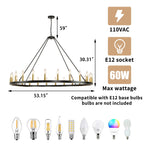 54-inch Round Wagon Wheel 24-light Chandelier