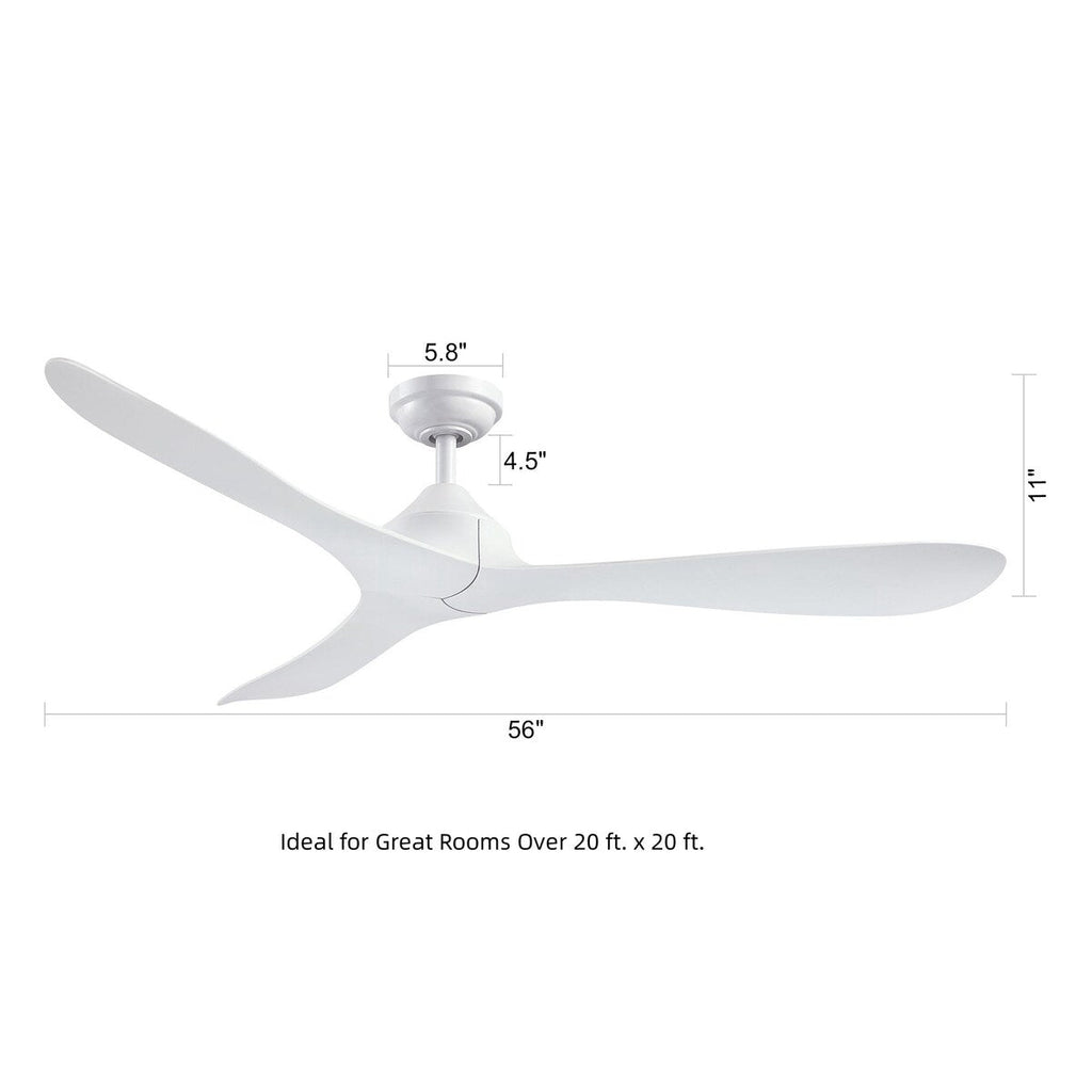56 Modern Black 3-Blade Propeller DC Ceiling Fan with Remote