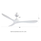 56 Modern Black 3-Blade Propeller DC Ceiling Fan with Remote