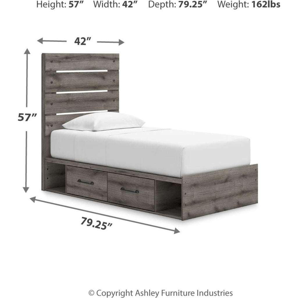 Graystorm Twin Storage Bed - Brown Gray