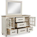 Shaybrock Dresser and Mirror - Antique White/Brown