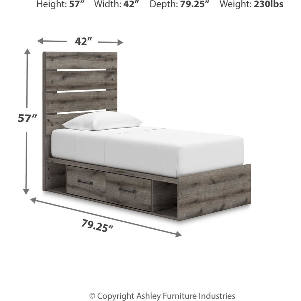 Graystorm Twin Storage Bed - Brown Gray