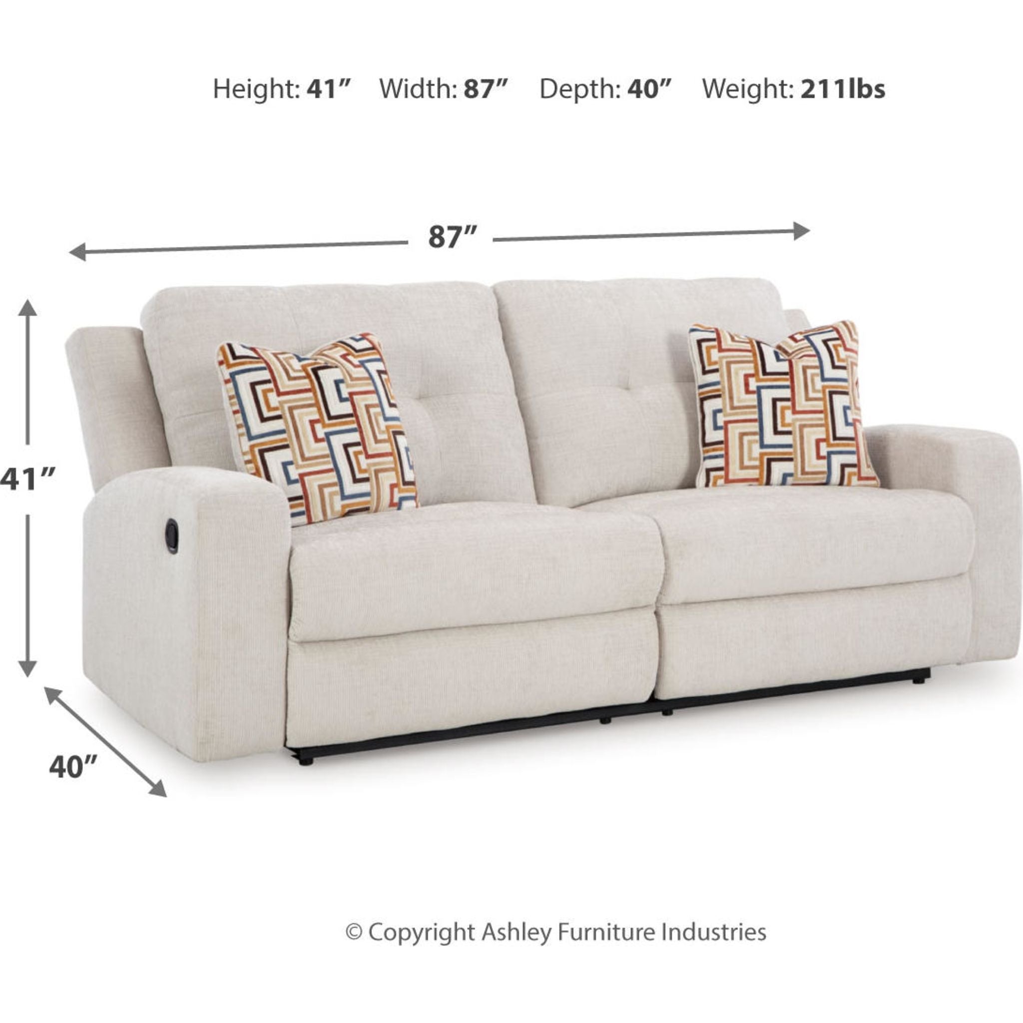 Danum Reclining Sofa - Stone