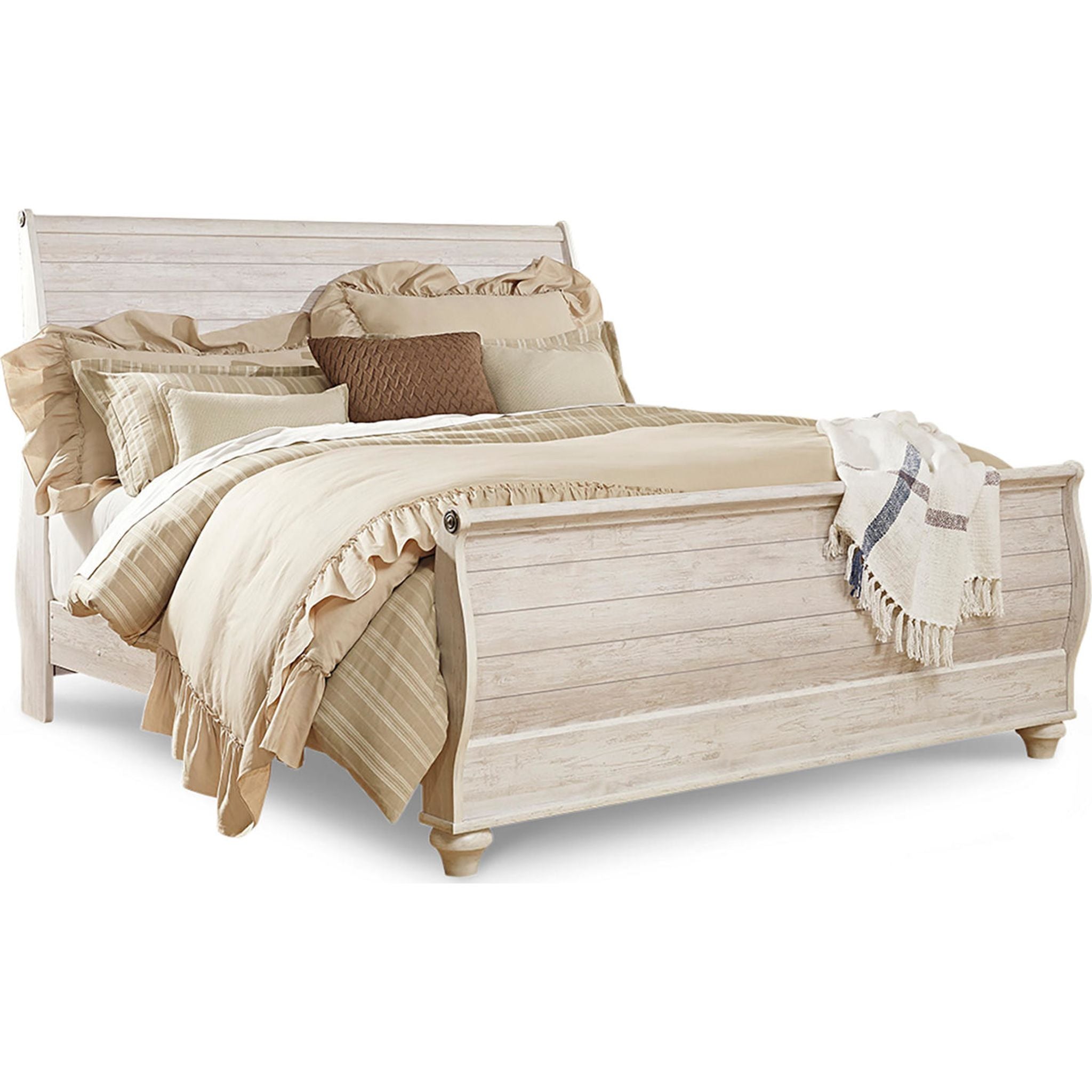 Willowton 6 Piece King Sleigh Bedroom - Whitewash