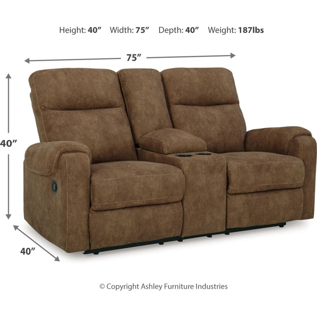 Edenwold Reclining Loveseat with Console - Brindle