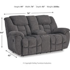 Foreside Reclining Loveseat with Console - Charcoal