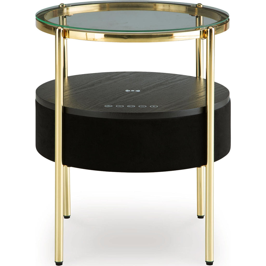Nedman Accent Table with Speaker - Black/Gold Finish