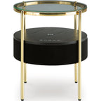 Nedman Accent Table with Speaker - Black/Gold Finish