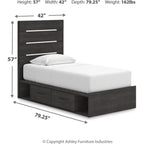 Hollivern Twin Storage Bed - Dark Gray