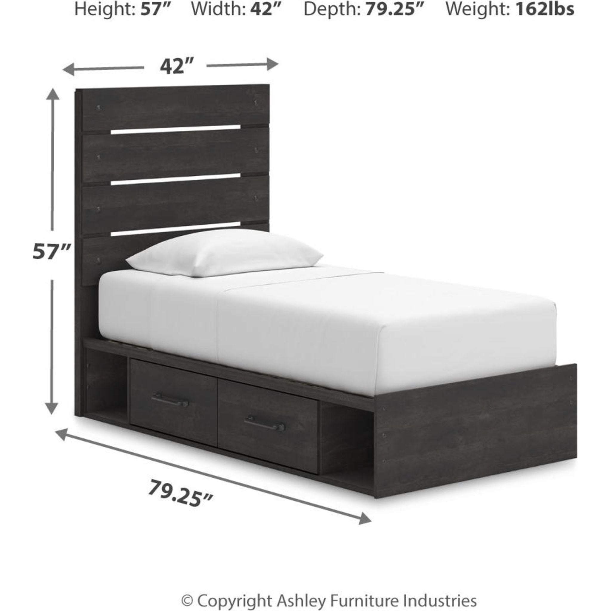 Hollivern Twin Storage Bed - Dark Gray