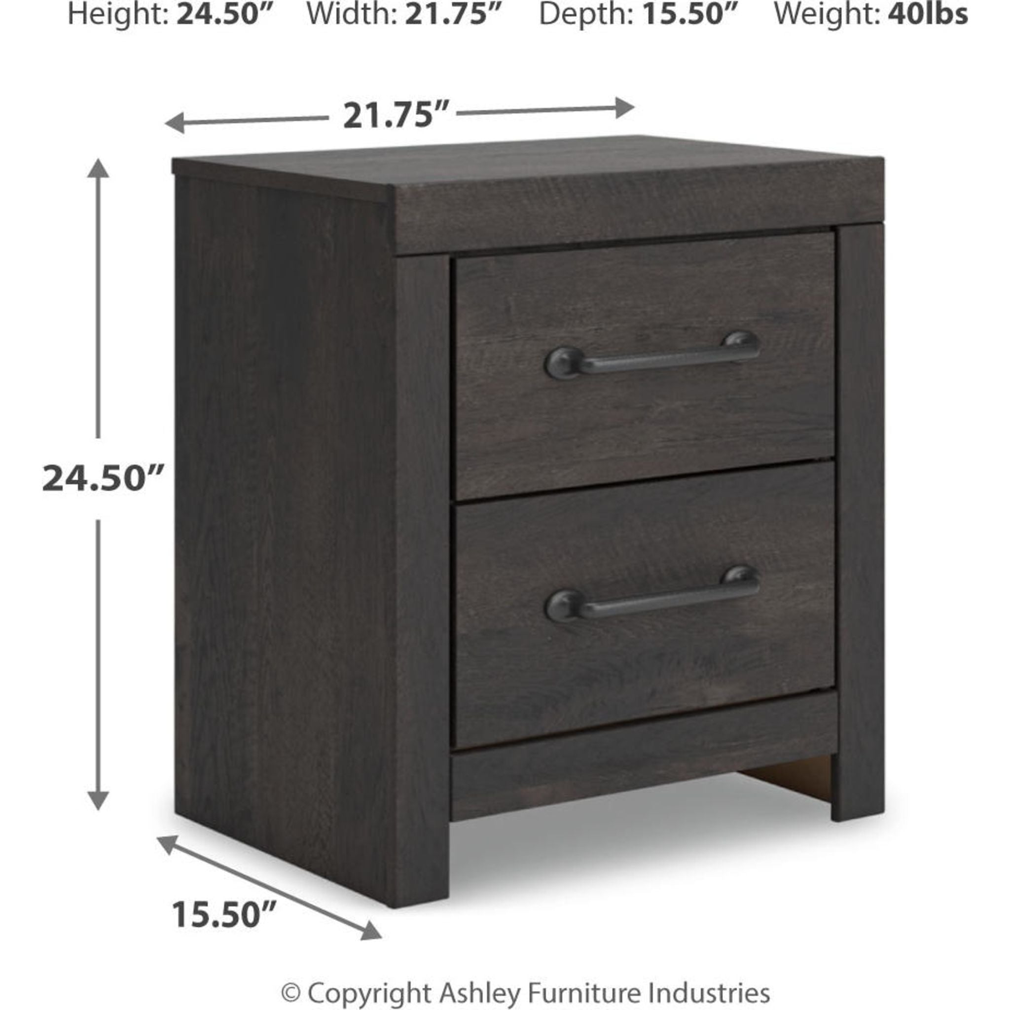 Hollivern Nightstand - Dark Gray