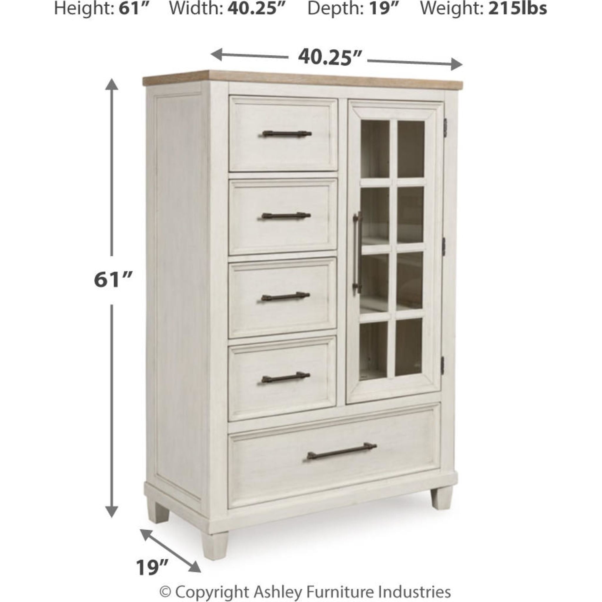 Shaybrock Door Chest - Antique White/Brown