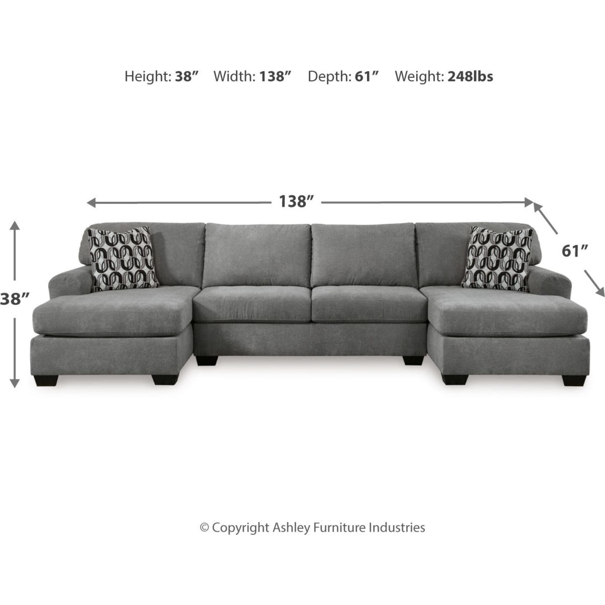 Birkdale Court 3 Piece Sectional - Gray