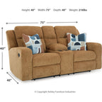 Kanlow Reclining Loveseat with Console - Honey