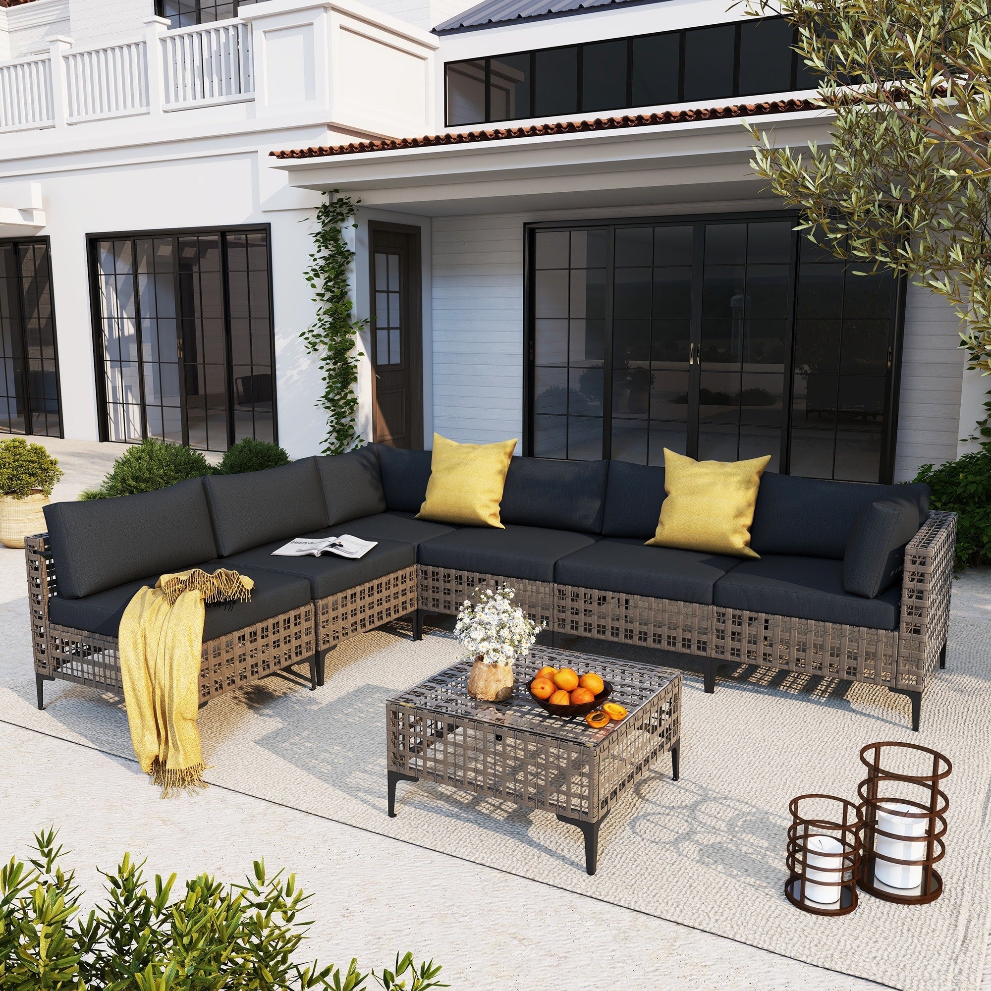 6 - Person Outdoor Sectional Seating Group with Cushions
