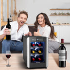 6-Bottle Wine Cooler Refrigerator(46-66°F),Mini Freestanding Beverage Cooler for Summer,Wine Cooler with Temperature Control